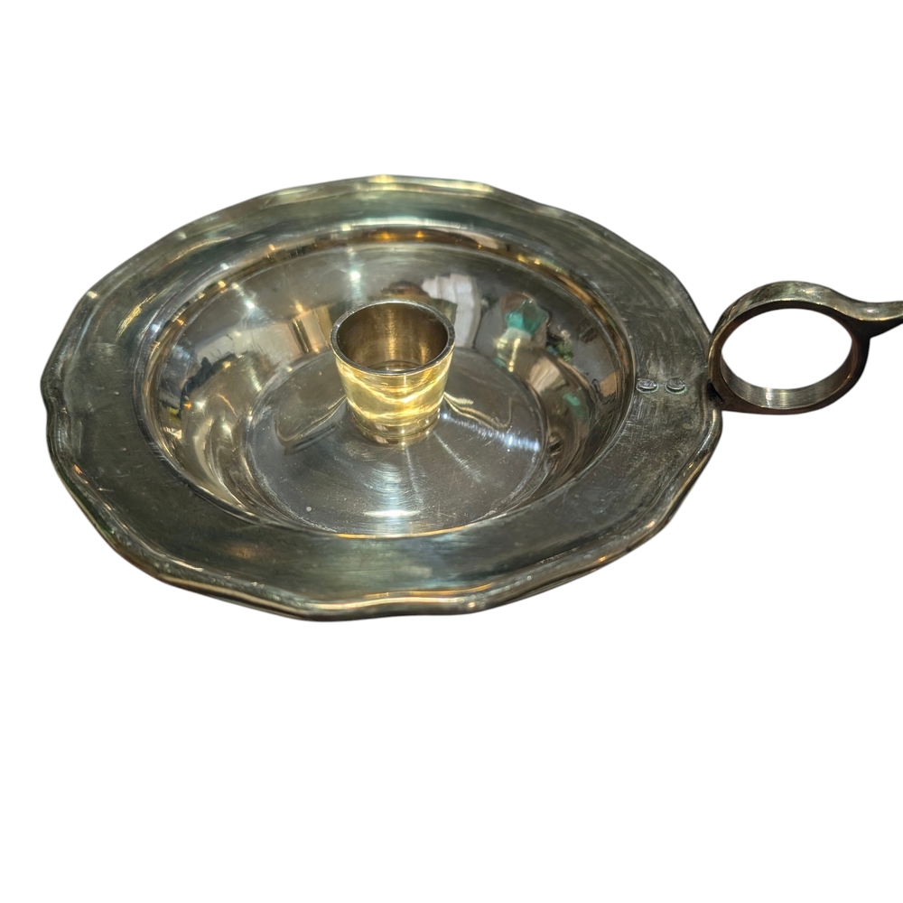 Brass Chamberstick Candlestick Holder 5.5” Victorian Finger Loop